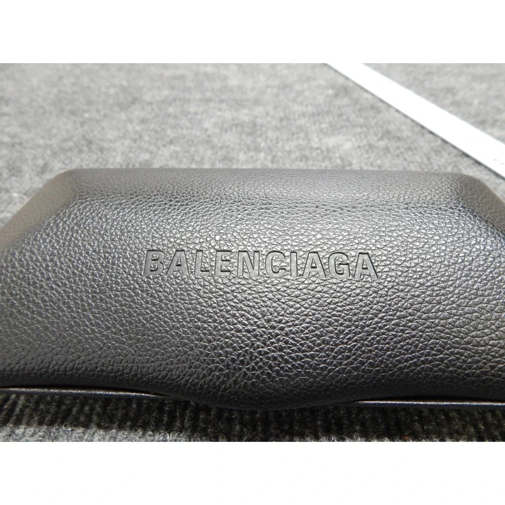 Balenciaga BB0003S 007 Shield Sunglasses Orange Mirrored Lens Italy Black Frame